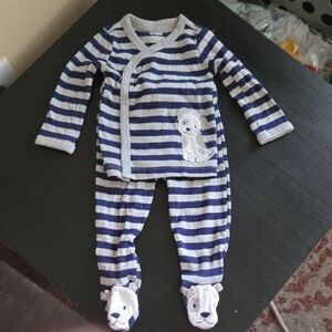 Carter's Blue and Gray Striped Pajama Set with Puppy